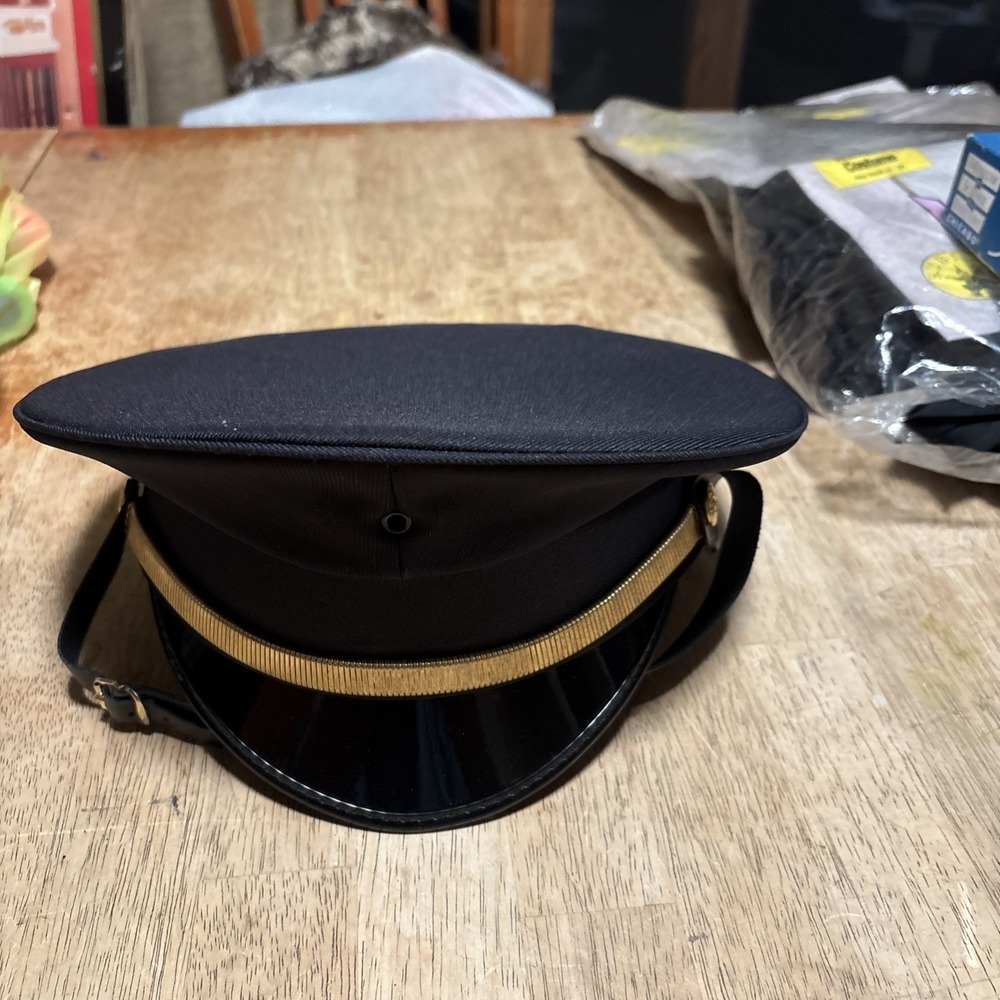 US Army Service Cap Kingform Dress Black Uniform Hat Size Medium USA Made